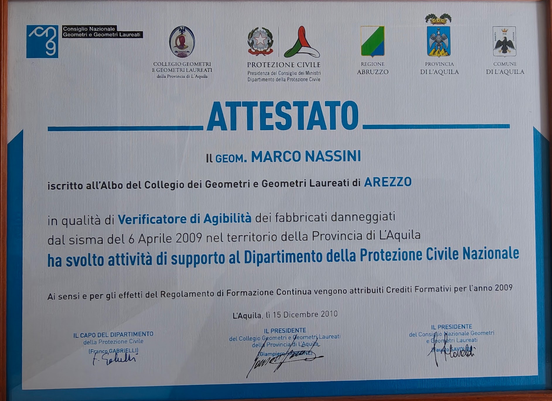 Attestato agibilità 2010
